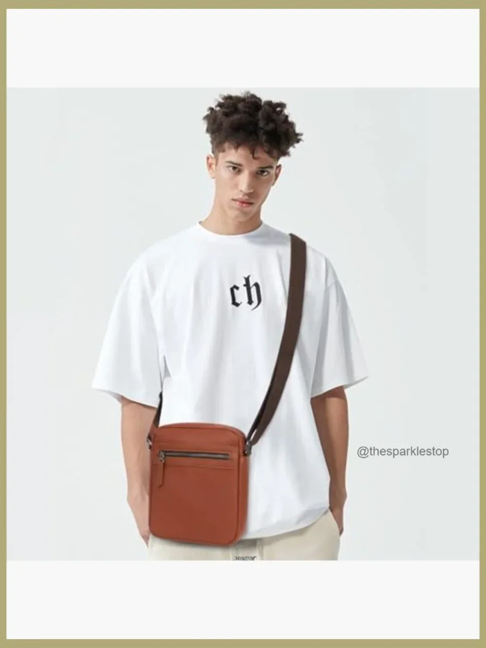 PU Leather Small Crossbody Bag Messenger Sling Purse for Men